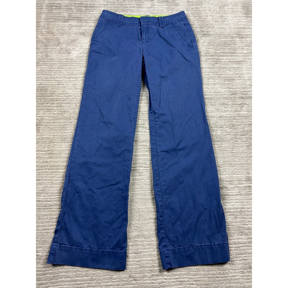 Lilly Pulitzer Main Line Fit Navy Blue Wide Leg Cotton Trousers Pants Womens 2